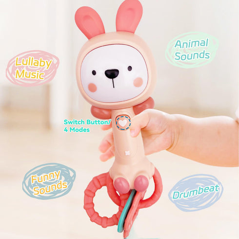 Baby Music Rattle Toy, Baby Teething Toy for Infants 6-12-18 Months Toddlers Sensory Toys Baby Boy Girl Gifts (Rabbit)...