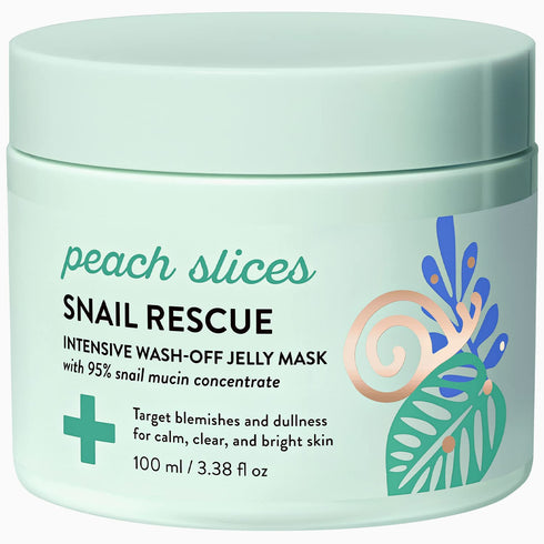 Peach Slices | Snail Rescue Intensive Treatment Wash-Off Face Mask | 95% Snail Mucin | For Dark Spots & Blemishes | Refreshing & Calming Mask | Cl...