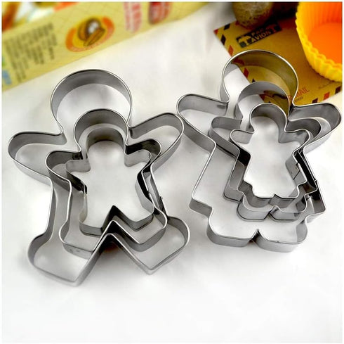 Gingerbread Man and Gingerbread Woman Shaped Cookie Cutters Set of 6 pcs, Stainless Steel Christmas Gingerbread Families Boys and Girls Fondant Cu...