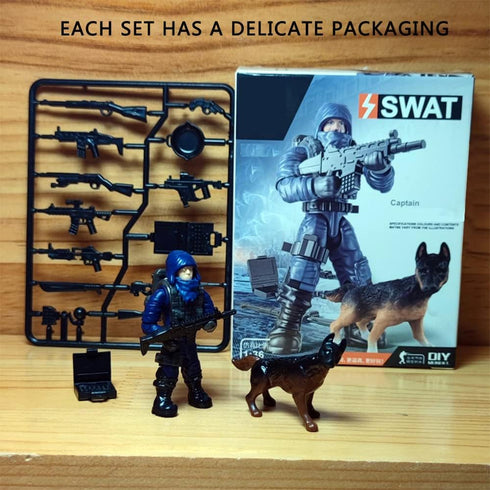 Special Forces Mini Military Action Figure with Weapons and Accessories Building Blocks Playset, 8 PCS Multiple Movable Joints SWAT Police Figure,...