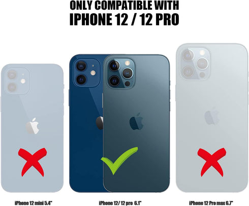 Nvollnoe for iPhone 12 Case,iPhone 12 Pro Case with Card Holder Heavy Duty Protective Dual Layer Shockproof Hidden Card Slot Slim Wallet Case for ...