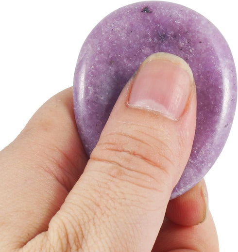 Fekuar Natural Purple Strengite Crystal Thumb Worry Stone, Hand Carved Healing Crystal Teardrop Pocket Stones for Anxiety Stress Relief Meditation...
