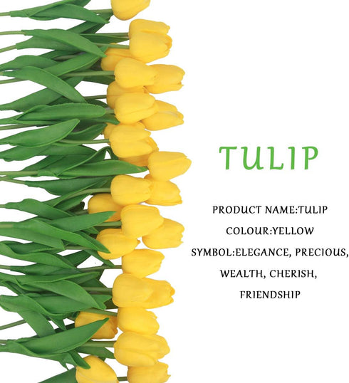 BOMAROLAN Artificial Tulip Fake Holland Mini Tulip Real Touch Flowers 24 Pcs for Wedding Decor DIY Home Party (Yellow)...