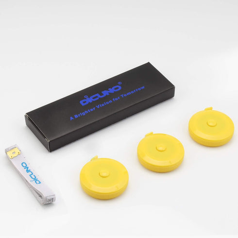 DiCUNO 60-Inch 1.5 Meter Soft and Retractable Tape Body Tailor Sewing Craft Cloth Dieting Measuring Tape (3 Pcs of Yellow with Soft Tape)...