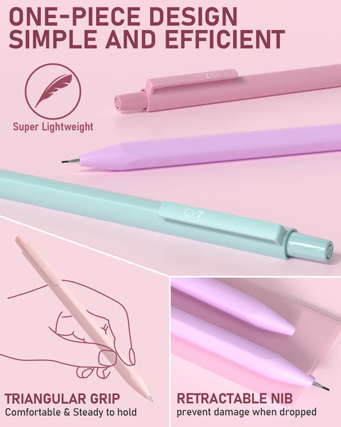 6PCS 0.7mm Mechanical Pencils Set with Case, Cute Pastel Mechanical Pencil with 360PCS HB Lead Refills, 3 Erasers, Aesthetic Back to School Suppli...