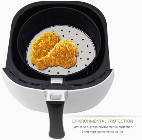 Air Fryer Liners - 7" 8.5" 9"10" Parchment Paper Bamboo Steamer liners Perforated Anti-stick Waterproof 100% Pure Raw Wood Pulp by EBIGIC...