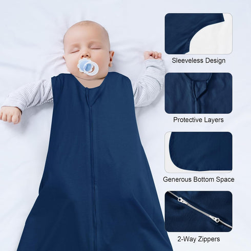 david's kids 3 Pack 100% Cotton Baby Sleep Sack 0-6 Months, Soft Baby Wearable Blankets with 2-Way Zipper, Comfy Sleeping Bags for Infant Newborn ...