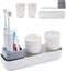 Toothbrush Holders for Bathrooms,Kids Electric Toothbrush Holder with 2 Cups Set,White Tooth Brush Toothpaste Caddy Storage,Small Bathroom Counter...