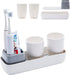 Toothbrush Holders for Bathrooms,Kids Electric Toothbrush Holder with 2 Cups Set,White Tooth Brush Toothpaste Caddy Storage,Small Bathroom Counter...