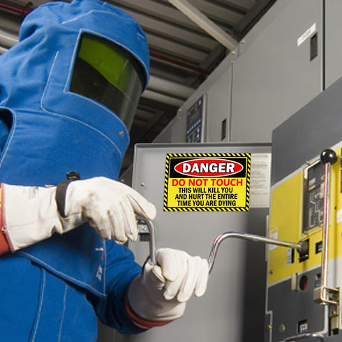 Do Not Touch Stickers 'DO NOT Touch" Danger Warning Labels 5 x 7 Inch - This Will Kill You Electrical Shock Hazard High Voltage Electrocution Viny...