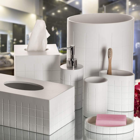 Creative Scents Polar White Tissue Box Cover Square – Decorative Tissue Holder for Bathroom, Tissue Box Holder with Wide Opening - White Bathroom ...