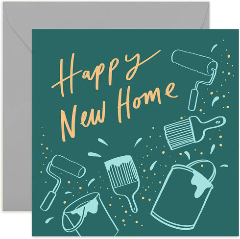 Old English Co. Paint Brush Happy New Home Card - Housewarming Card for Men and Women| Congratulations On Moving | Blank Inside & Envelope Include...