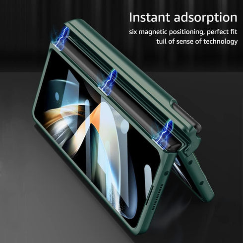 for Samsung Galaxy Z Fold 3 Case with Wrist Strap & Screen Protector & S Pen Slot,Magnetic Hinge Protective Bumper Case Ultra Slim Shockproof Anti...