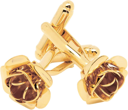 Gold Plated Rose Flower Cufflinks for Men Floral Men's Cuff Link Set for Wedding Shirt Party Business Birthday Anniversary Dress...