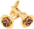 Gold Plated Rose Flower Cufflinks for Men Floral Men's Cuff Link Set for Wedding Shirt Party Business Birthday Anniversary Dress...