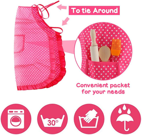 3 otters 27pcs Kids Chef Set, Kids Baking Sets with Apron Chef Hat Chef Costume Dress Up Chef Outfit for 2 3 4 5 6 7 8 Year Old Girls Stocking Stu...