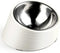 Tilted Angle Dog Bowl, 15° Slanted Stainless Steel Dog Cat Food Bowl, Non-Slip & Non-Spill Pet Feeder with Elevated Detachable Melamine Stand, Eas...