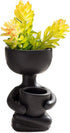 3.94” Creative Cute Imitation Humanoid Ceramic Flower Pot Succulent Planter Crafts Vase Home Decoration Personalized Gift (Black A)...