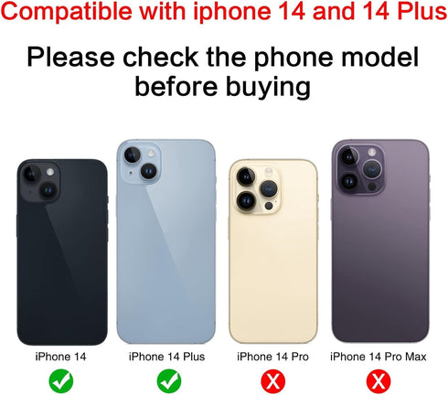 2pcs/Set Rear Back Camera Lens Covers Replacement for iPhone 14/ iPhone 14 Plus Back Rear Glass Lens Covers Replacement with Pre-Installed Adhesiv...