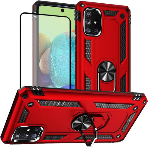 Samsung A71 5G Case, A71 5G Phone Case with Screen Protector, Military Grade Protective Cases with Ring for Samsung Galaxy A71 5G (Red)...