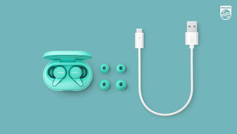 PHILIPS T1207 True Wireless Headphones with Up to 18 Hours Playtime and IPX4 Water Resistance, Teal...