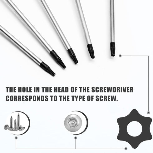Torx Screwdriver Set T6 T7 T8 T9 T10 Star Screwdriver with 3” Steel Shaft for Toys Small Appliances & Electronic Products Repair Or Maintenance, 5...