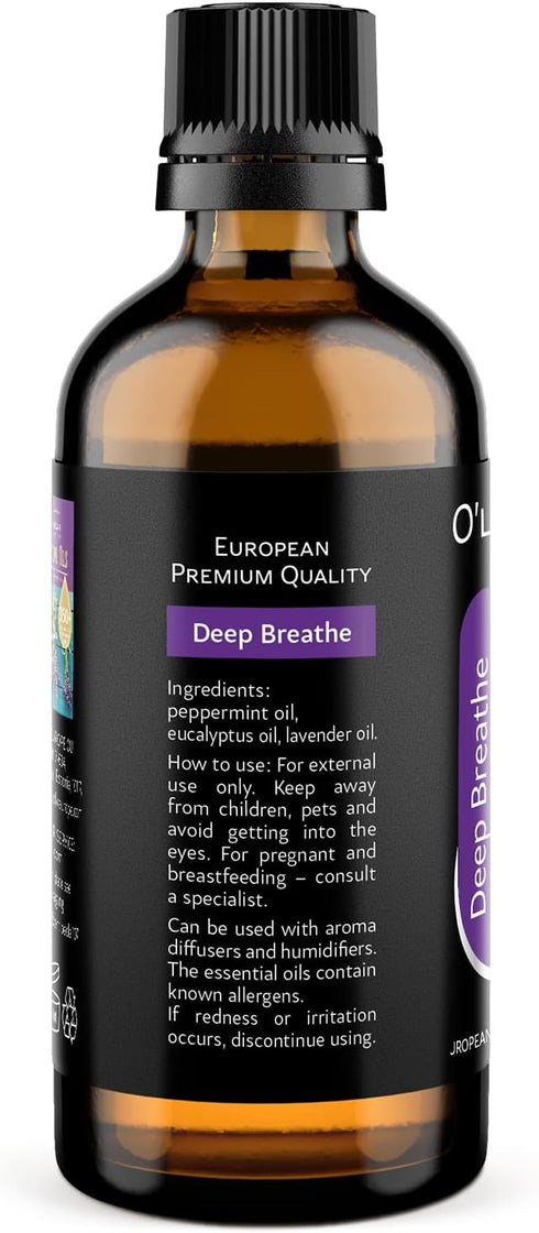 Breathe Essential Oil Blend - Calming Drops for Easy Breathing, Sweet Dreams and Relaxation, Mix of Peppermint, Lavender and Eucalyptus Oils Ideal...