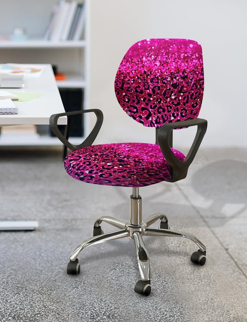 WIRESTER Computer Office Chair Seat Cover, Soft Stretch Universal Desk Rotating Chair Slipcover, Removable Washable Chair Protector Cover - Hot Pi...