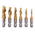 6pcs HSS Tap Drill Bit Set, 2 in 1 Speed Steel Metric Thread, M3 M4 M5 M6 M8 M10 Coated HSS Drill and Tap Bits,HSS Metric Hex Shank Screw Taps Too...