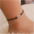 Bohemia Layered Black Leather Anklet Infinity Knot Charm Pendant Foot Chain Boho Beach Foot Jewelry for Women...