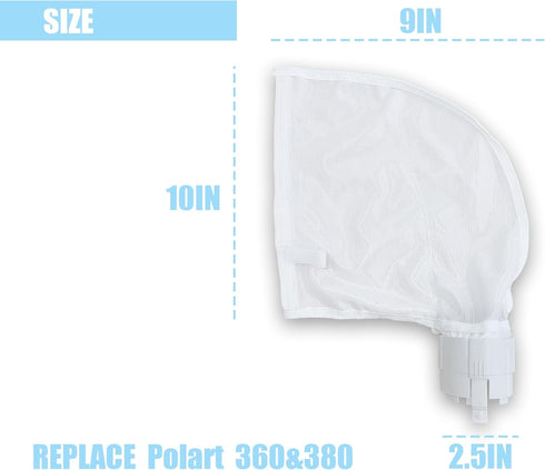 Polaris 360 380 Pack Polaris Pool Cleaning Bag, Nylon Mesh Velcro Advanced Suitable for Zodiac Polaris 360/380 Pool Cleaner Replacement Parts (2 P...