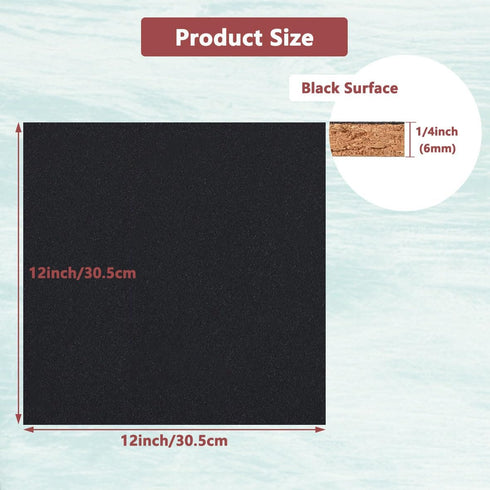 Cork Board 12"x 12" Self-Adhesive Black Cork Board, 1/4" Thick Cork Boards, 2 Pack Black Bulletin Board (3030BK-6mm-2p)...