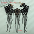 Chargances Stempunk Long Tassle Beaded Necklace Halloween Goth Black Lace Rhinestone Choker Collar Costume Party Prom Vampire Collar for Women and...