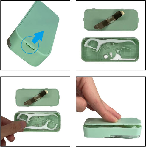 2pcs Portable Floss Dispenser Travel Floss Portable Cases, Automatic Dental Refillable Floss Stick Organizer for Cleaning Teeth and Oral Care...