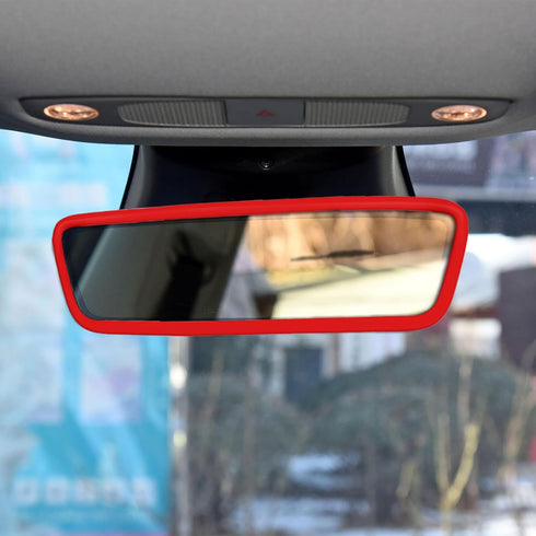 Car Rear View Mirror Silicone Protector Cover, Compatible with Model 3/Y, Auto Interior Mirror Decoration Frame, Car Accessories (Red)...