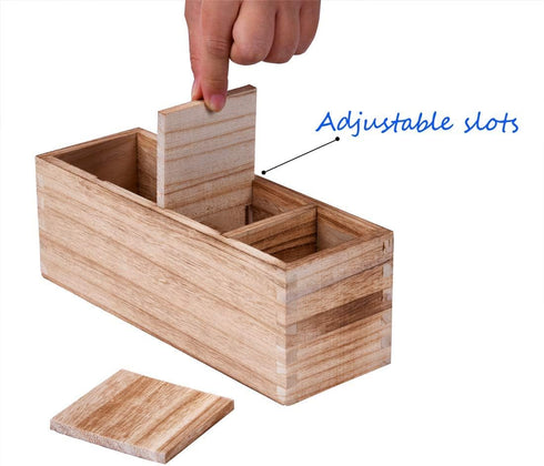 WuGeShop Wood Cutlery Caddy, Kitchen Utensil Organizer with 4 Compartments, Silverware Storage Kitchen Countertop Flatware Organizer...