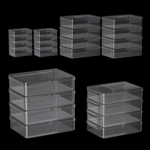16pcs Small Plastic Organizer Storage Boxes 4 Sizes Rectangle Clear Plastic Organizer Storage Box Mini Mini Empty Containers with Lids for Beads, ...