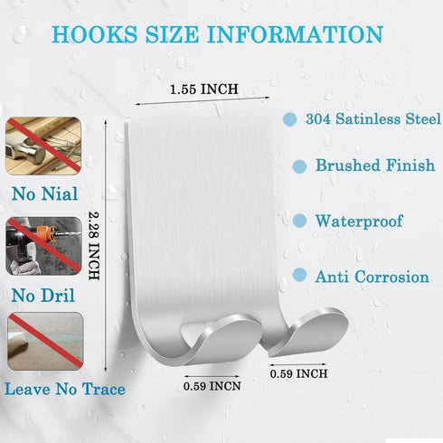 Razor Holder Shaver Hook Hanger Stand(2 Pack)Self Adhesive Stainless Steel Heavy Duty Utility Storage Hook,Shower Hook for Razor,Bathroom Kitchen ...