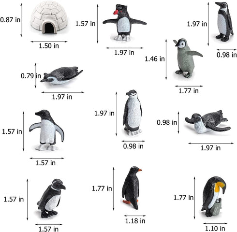 11PCS Realistic Penguin Figurines Toy Playset Mini Penguin Action Figures Polar Animal Educational Toy Penguin Cake Topper Decoration Christmas Bi...