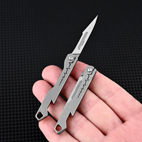 Titanium Alloy Keychain Utility Knife, Small Folding Pocket Knife for Women Men with Extra 10PCS #11 Blades...