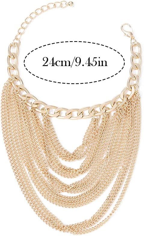Layered Anklets Gold Link Foot Jewelry for Women...