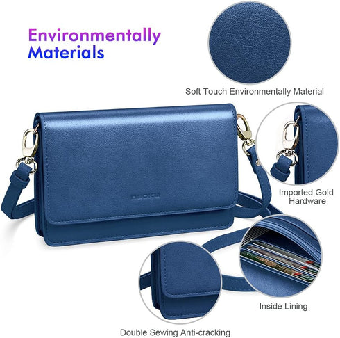 nuoku Women Small Crossbody Bag Cellphone Purse Wallet with RFID Card Slots 2 Straps...
