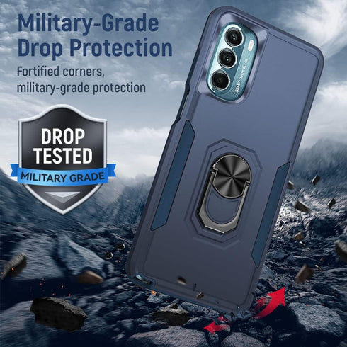 HNHYGETE for Moto G Stylus 5G 2022 Case, with Screen Protector, Shockproof Military-Grade Heavy Duty with Ring Kickstand Phone Case for Motorola M...