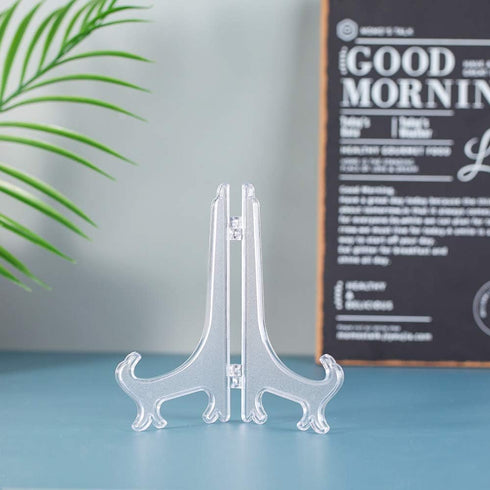 Artliving 6 Inch Clear Plastic Easels or Stand/Plate Holders to Display Pictures or Other Items at Weddings, Home Decoration, Birthdays, Tables (1...