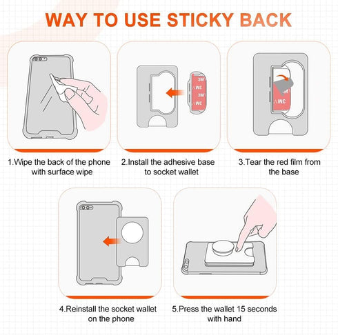 3PCS Adhesive Base for Pops Wallet+, Detachable Sticky Plastic Part Strips Replacement for Socket Wallet Plus & Wallet Case Back with Extra 3Pack ...