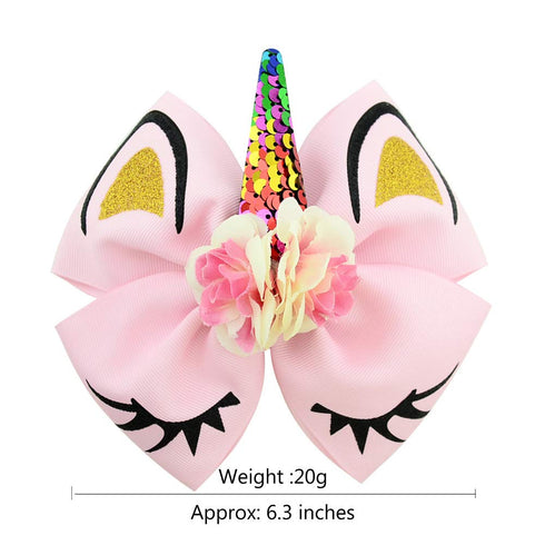 Girls Unicorn Hair Bows with Alligator Hair Clips Cheer Bows Hair Accessories for Kids Toddlers 6 Packs...
