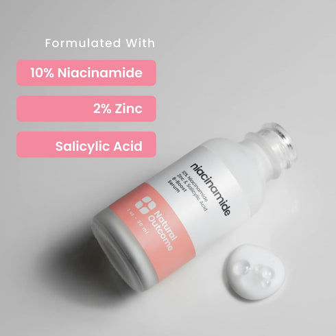 Niacinamide Serum for Face by Natural Outcome Skin Care, B-Boost Niacinamide 10% Plus Zinc 2% Salicylic Acid + Hyaluronic Acid, Acne Treatment + P...