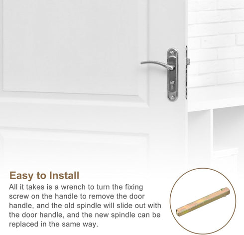 uxcell 2Pcs Door Knob Spindle, Spare Door Handle Spindle Bar, 80mm Long Door Spindle Replacement Door Handle Parts for 7mm Thick Doors, Gold...