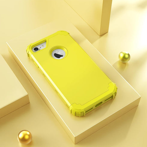IDweel Heavy Duty Hybrid Hard PC Cover Soft Silicone Bumper Full Body Case for iPhone 8/7, Yellow with Screen Protector......