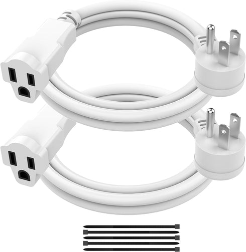 2 Pack Power Extension Cord 2FT/24Inch, Short 3 Prong Electric Extension Cable Outlet Saver, Single Outlet, Heavy Duty, Waterproof, Flexible, 16 A...